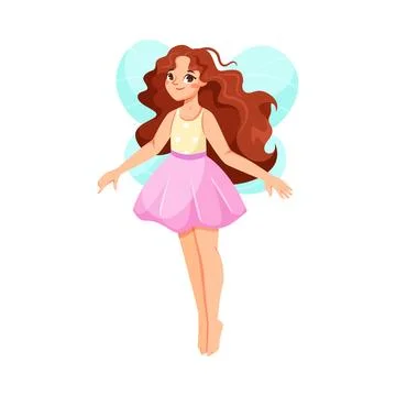 Beautiful Fairy and Pixie in Pink Dress with Wings Vector Illustration Stockillustratie
