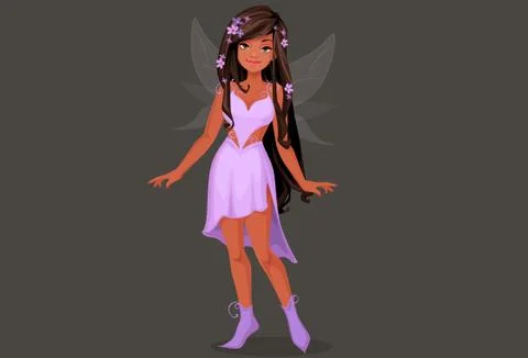 Beautiful fairy in purple dress Stock Illustration