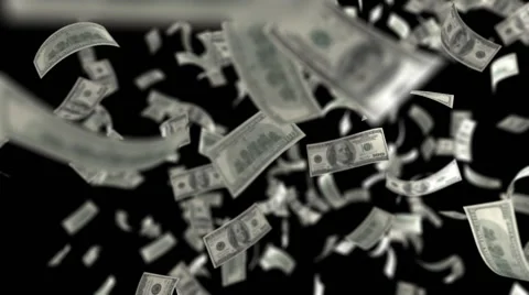 Beautiful Falling Banknotes on a Black Background Stock Footage 68767807