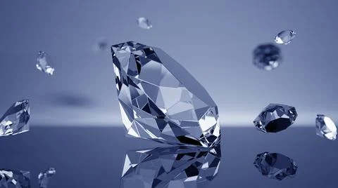 Beautiful Falling Diamonds - 3D Render Illustration Stock Illustration