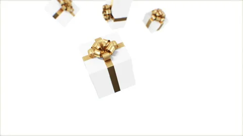 Beautiful Falling Gift Boxes on White Background and Green Screen Seamless Stock Footage 142432475
