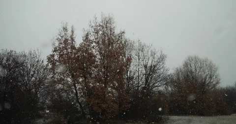Beautiful falling snow - view from the window_4K Stock Footage 126963051