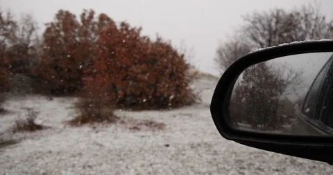 Beautiful falling snow - view from the window_4K Stock Footage 126963376