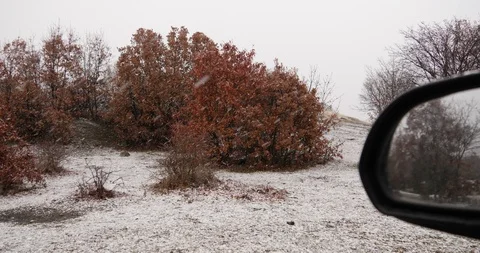 Beautiful falling snow - view from the window_4K Stock Footage 126964641