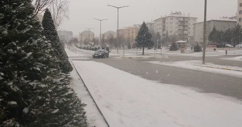 Beautiful falling snow_4K Stock Footage 126964977