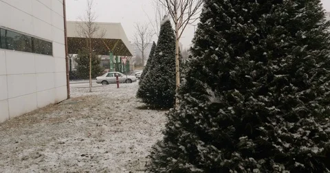 Beautiful falling snow_4K Stock Footage 126965685