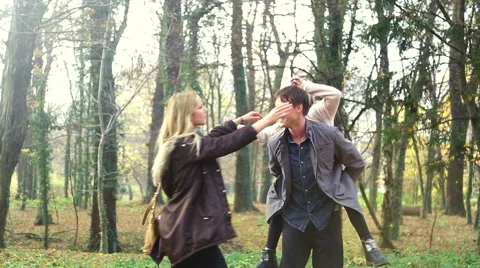 Beautiful family having fun dancing in the park Stock Footage 59553933