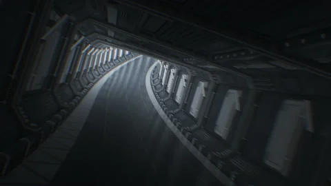Beautiful Fast Flight Through the Endless Abstract Tunnel. Moving in Futuristic Stock Footage 103695440