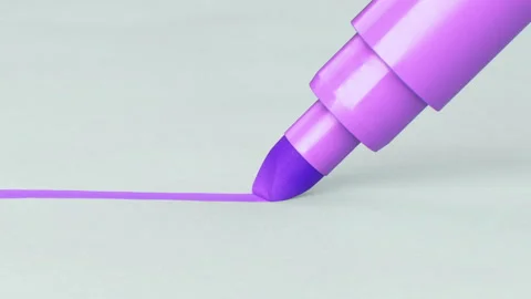 Beautiful Felt-tip Pen Changing Colors and Drawing Line on Paper Close-up Stock Footage 100902076