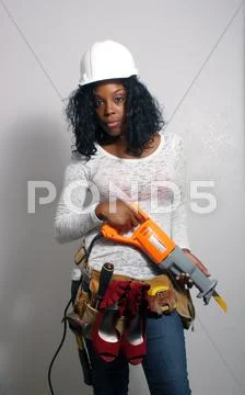 Beautiful female construction worker (4) Stock Photos