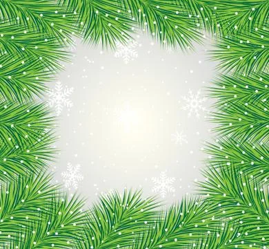 Beautiful festive background with the branches of fluffy fir-tree Stock Illustration