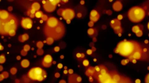 Beautiful festive bokeh effect, orange gold circles of light shining falling  Stock Illustration