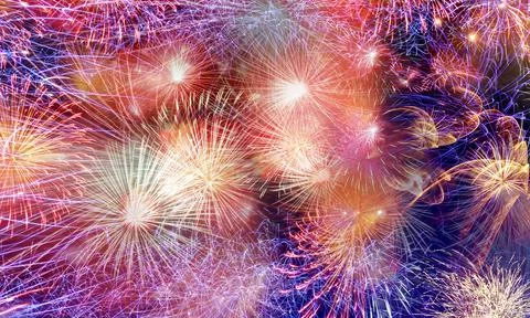 Beautiful festive fireworks background for design Stock Photos