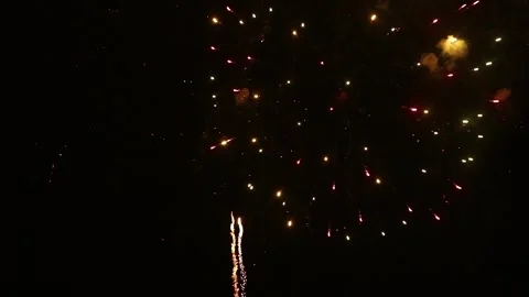 Beautiful festive fireworks in a dark sky. Stock Footage 261736862