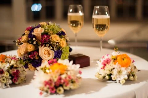 Beautiful festive table setting. Stock Photos