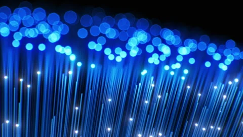 Beautiful Fiber Optic Cables Blinking Lights Close-up Illustration. Abstract Stock Footage 304134415