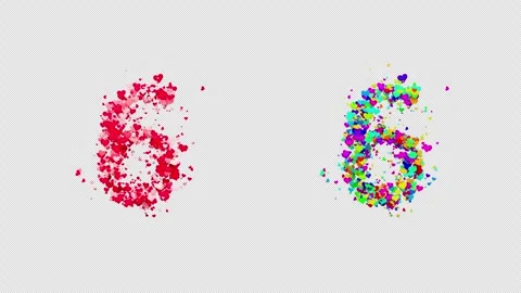 Beautiful figure 6 appears from rotating hearts, romantic alpha channel file. Stock Footage 322016808