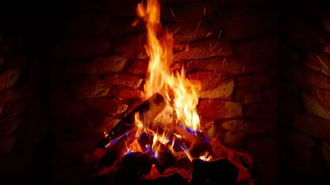 Beautiful fire in the fireplace Stock Footage