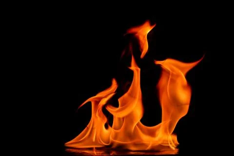 Beautiful fire flames on a black background. Stock Photos