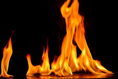 Beautiful fire flames on a black background. Stock Photos