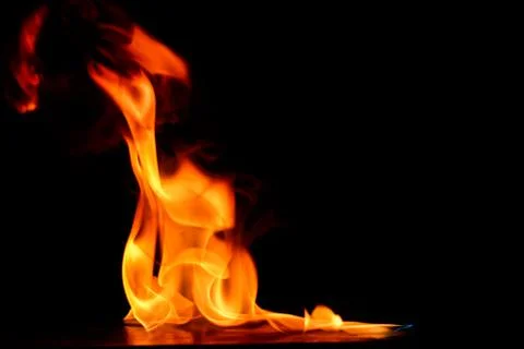 Beautiful fire flames on a black background. 스톡 사진