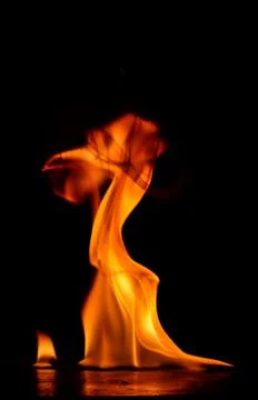 Beautiful fire flames on a black background. Stock Photos