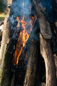 Beautiful fire flames on a campfire Stock-Fotos