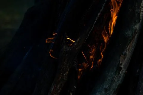 Beautiful fire flames on a campfire Stock Photos