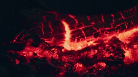 Beautiful fire with red embers in the fire Stock Footage 102440712