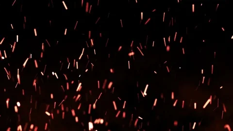 Beautiful fire sparks in the night, dark background. Loop animation. Stock Footage 80204002