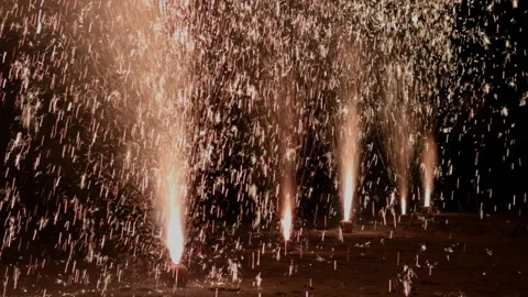 Beautiful Firework on Beach Stock Footage 130299241