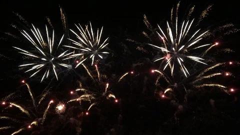 Beautiful firework display for celebration. Fireworks light up the sky Stock Footage 115712995