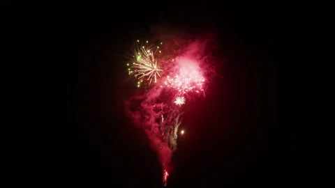 Beautiful firework explosions in the night sky. Stock Footage 194740353