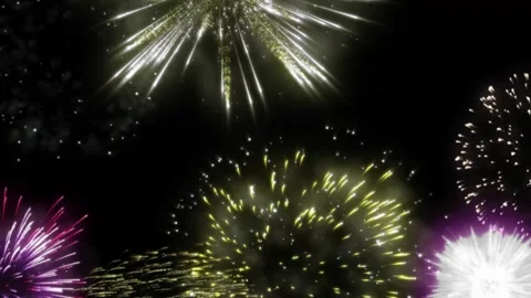 Beautiful Firework in the Night Black Background Stock Footage 314101170