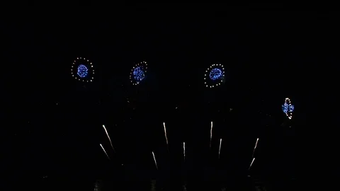 Beautiful firework reflection over the sea Stock Footage 110382612