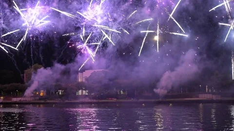 Beautiful firework show. Celebration concept Vidéo 82347650