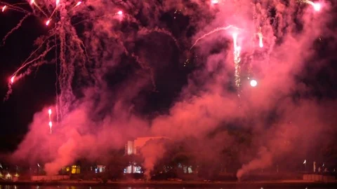 Beautiful firework show. Celebration concept Vidéo 82349155