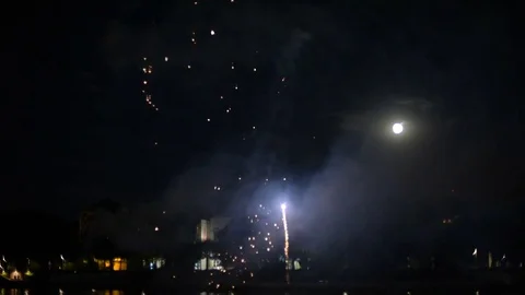 Beautiful firework show. Celebration concept Видео 82349272