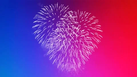 Beautiful Fireworks Explode on Colourful background In Celebration Day 4K Stock Footage 143094718
