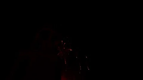 The beautiful fireworks explode outside the lighthouse in Alanya. The sky is Stock Footage 293066913
