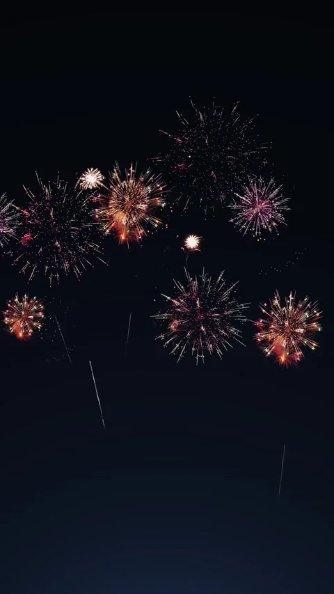 Beautiful Fireworks exploding on black 4K Animation Background. Birthday Stock Footage 333906337
