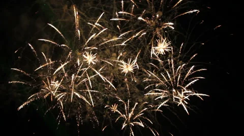Beautiful Fireworks Exploding On Black Background. Slow Motion Stock Footage 47825639