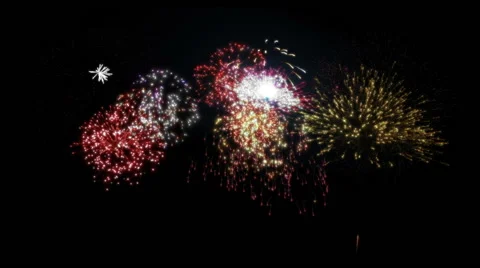 Beautiful fireworks exploding in the night sky. Holiday background. 스톡 동영상 54838562