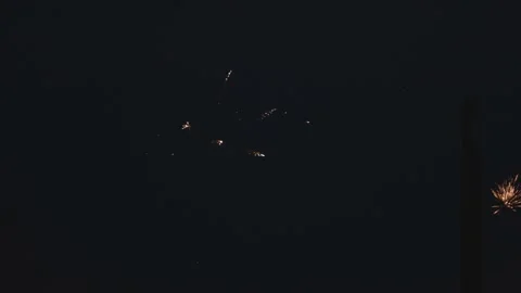 Beautiful Fireworks Exploding At The Night Sky During The Canada Day Stock Footage 134372419