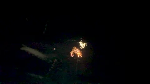 Beautiful Fireworks Exploding Over the Japanese Night Sky Stock Footage 336388482