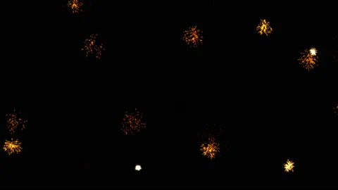 Beautiful fireworks with lots of multicolor flash. Design for Happy New Year Stock Footage 116560007