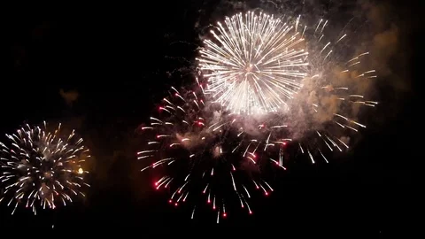 Beautiful fireworks in the night sky Stock Footage 101573338