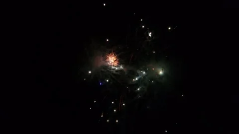 Beautiful Fireworks in a Patch Black Sky Vídeos de archivo 295748773