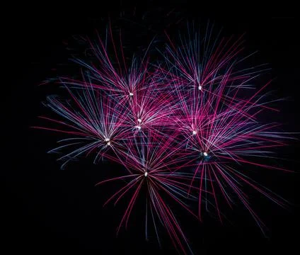 Beautiful fireworks pattern in the black background. Stock Photos