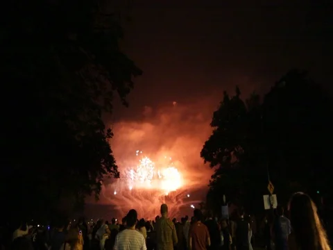 Beautiful fireworks show Stock Footage 78471931